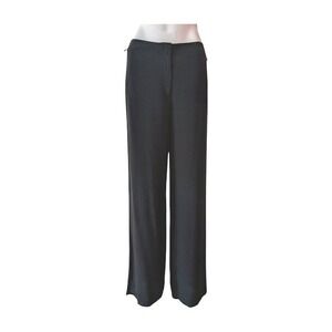 Eileen Fisher Black Silk Wide Leg Pull On Pants‎ Side Stripe Size 8